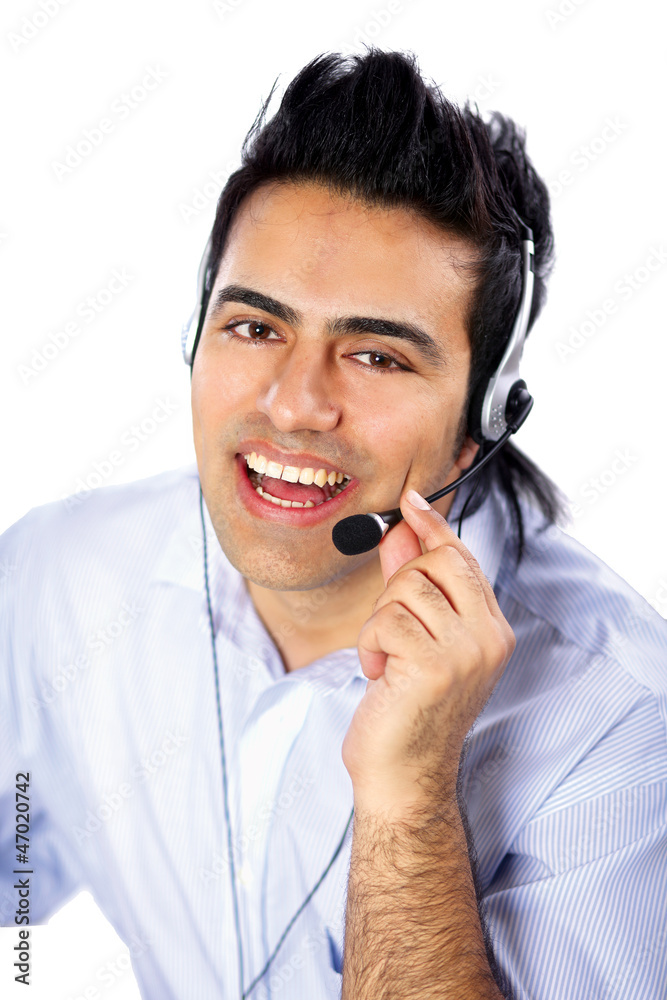 A customer service agent, isolated on white