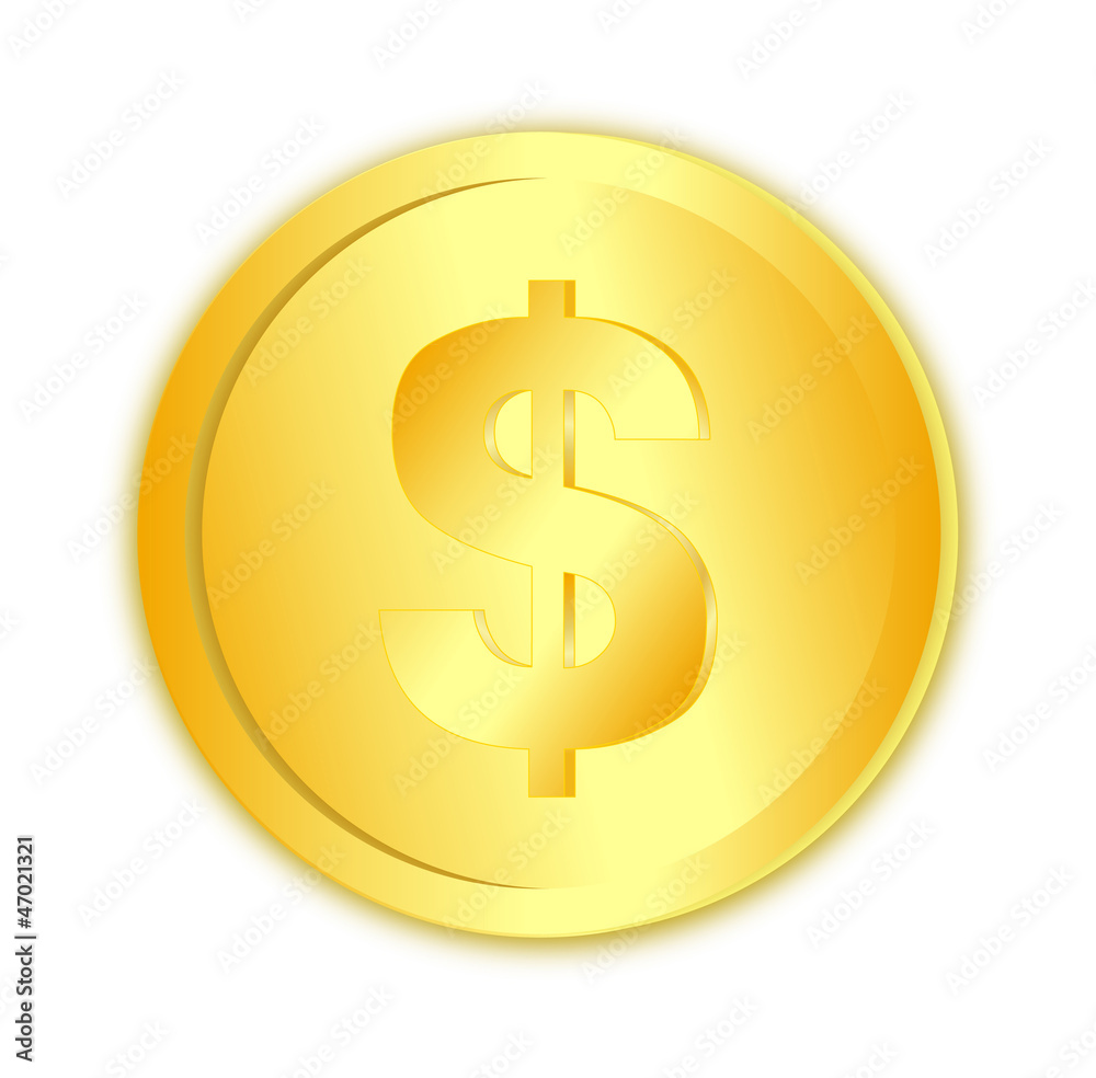 Dollar sign in gold coin Dollar sign in gold coin