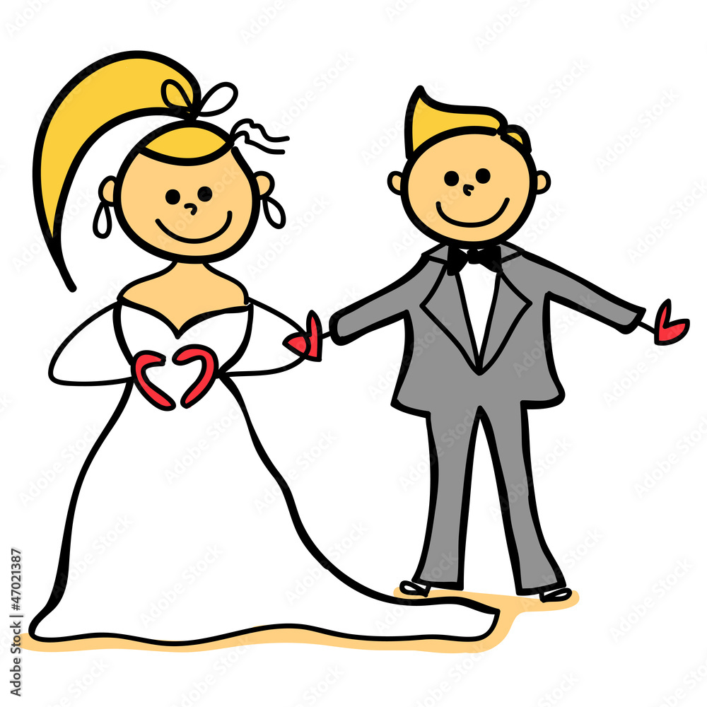 hand-drawn cartoon marriage bride and gloom hand-drawn cartoon marriage bride and gloom