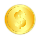 Dollar sign in gold coin