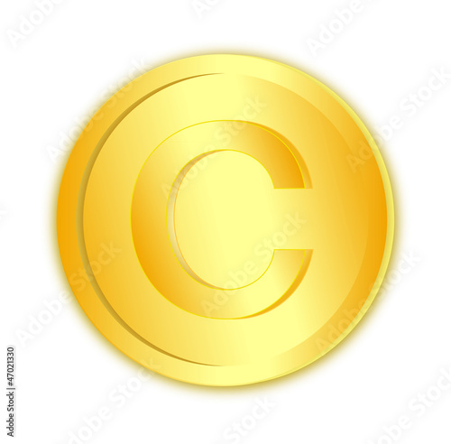 Copyright sign in gold coin