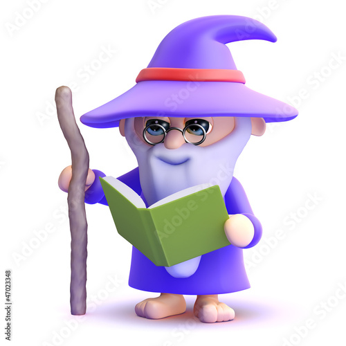 Wizard reads his spell book