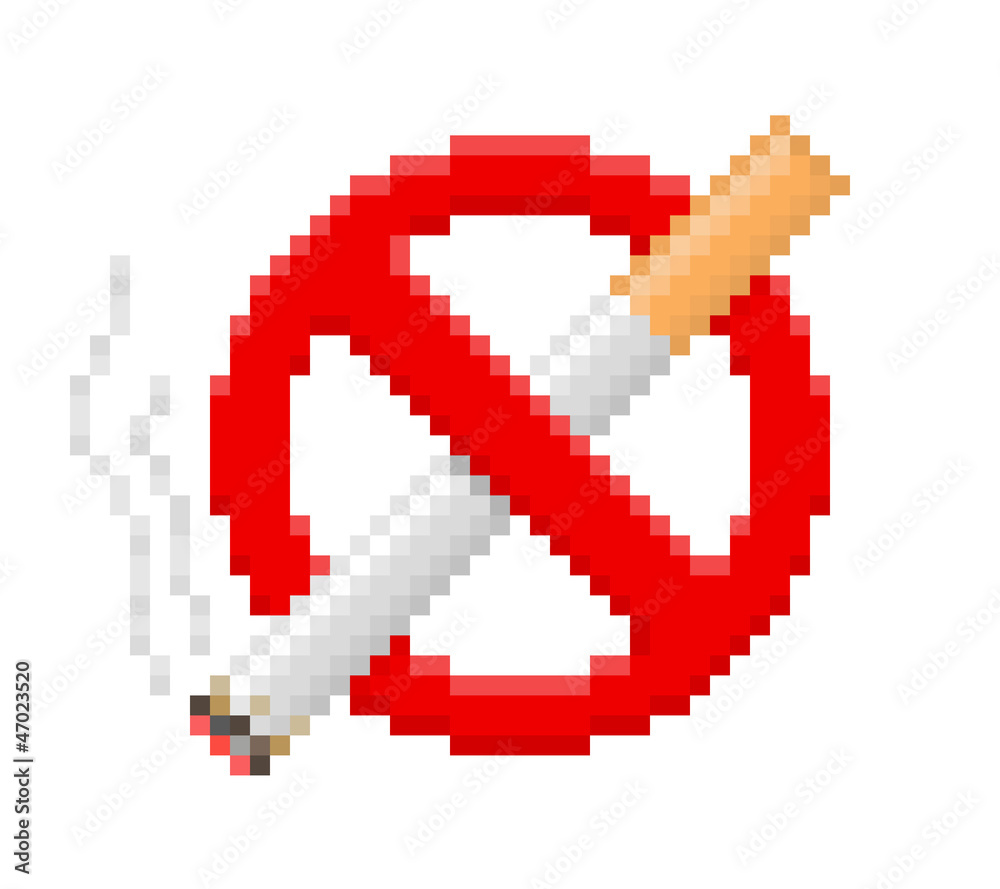 Fototapeta premium Pixel no smoking sign. Vector illustration.
