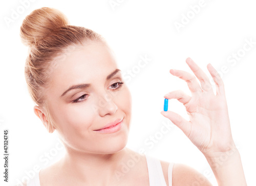woman with a pill