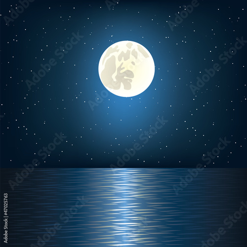 moon, star and ocean