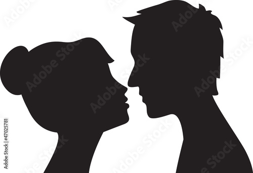 Woman and man kissing