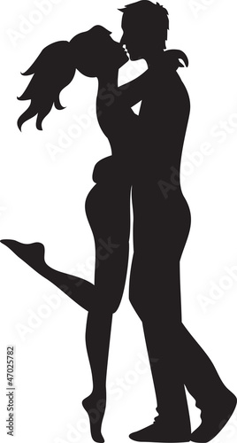 Woman and man kissing
