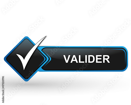 valider sur bouton web carré design bleu