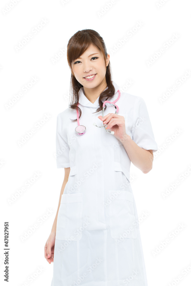 Beautiful asian nures on white background Beautiful asian nures on white background