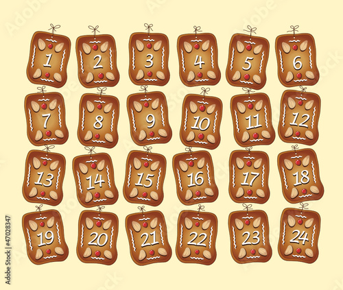 Adventkalender aus Lebkuchen Plätzchen