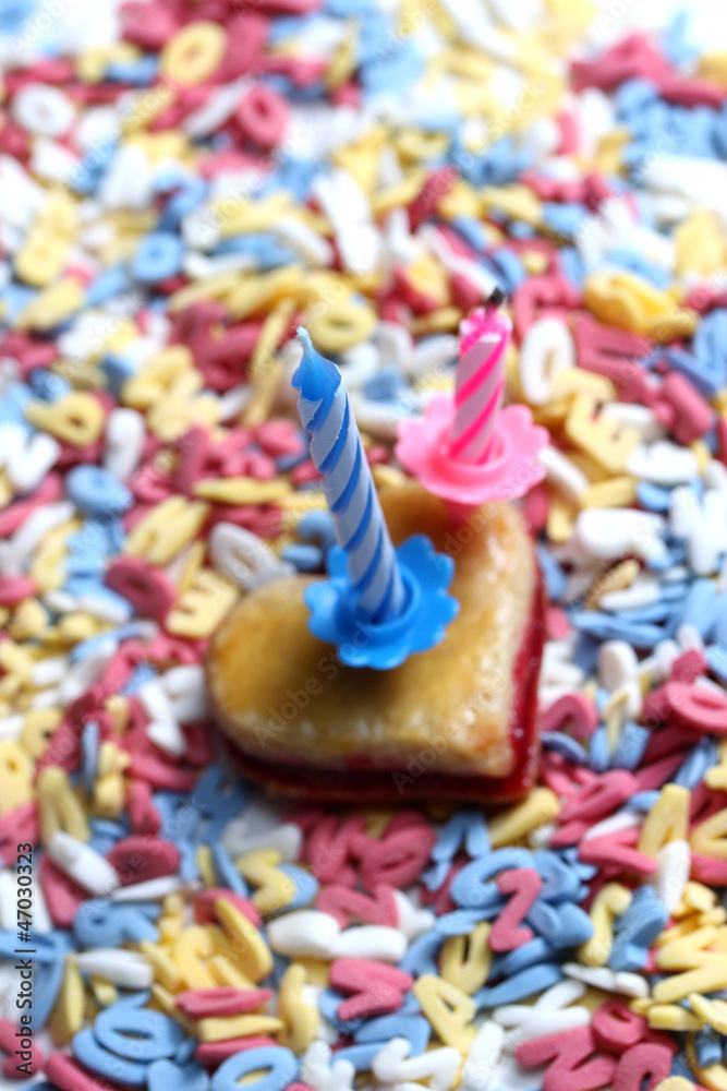 sugar letters with birthday candle