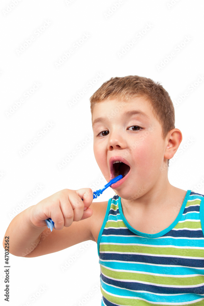 Boy brushing her teeth Boy brushing her teeth