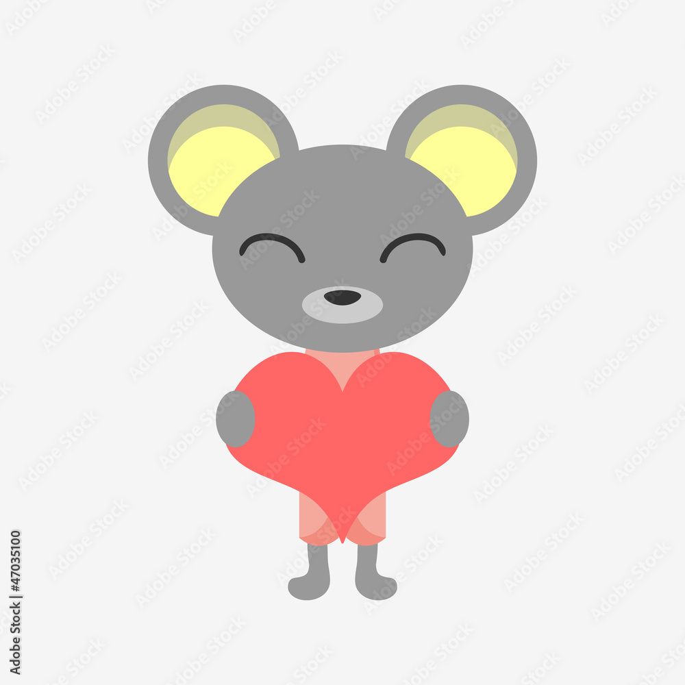 Cute little mouse holding a heart Cute little mouse holding a heart