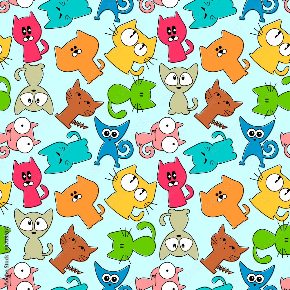 Fototapeta premium Seamless pattern with funny cats