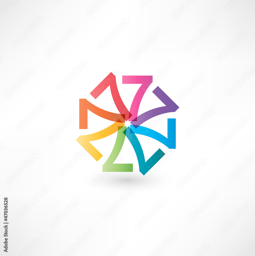 Full color abstract figure of the numbers 7 Full color abstract figure of the numbers 7