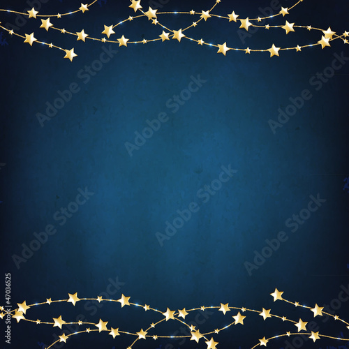 Xmas Blue Background With Gold Stars