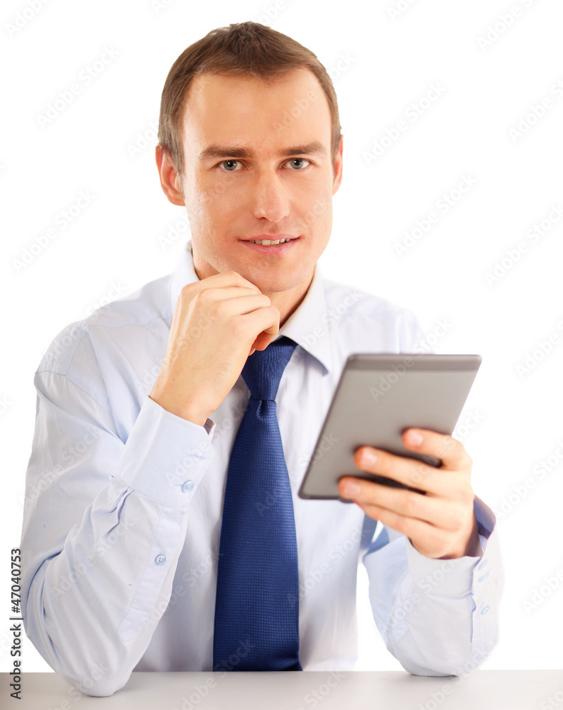 Businessman using computer plane-table Businessman using computer plane-table
