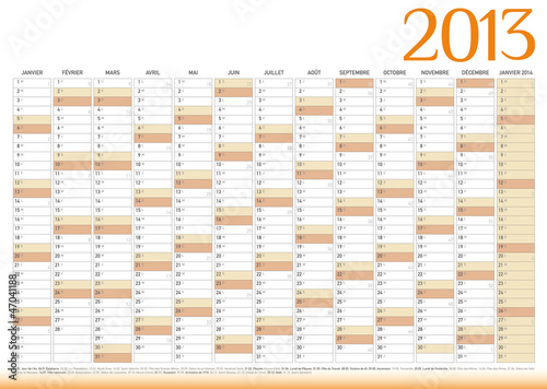 Calendrier année 2013 personnalisable