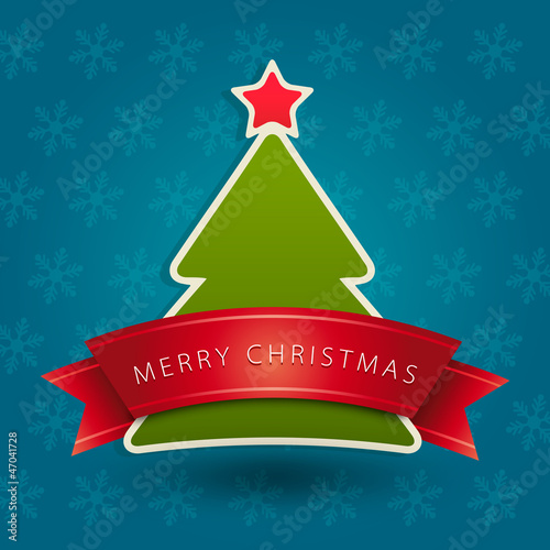 Greeting card Merry Christmas with red stripes