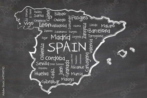 spain on blackboard