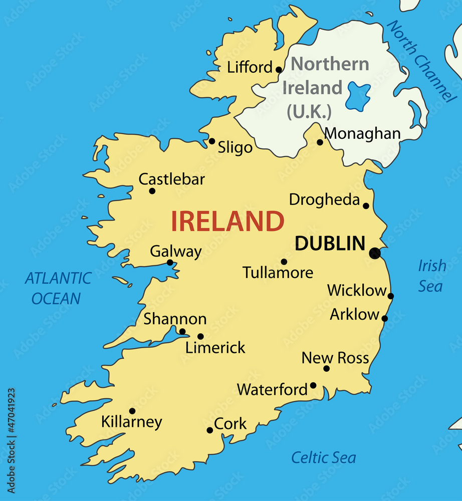 Republic of Ireland vector map Stock Vector Adobe Stock