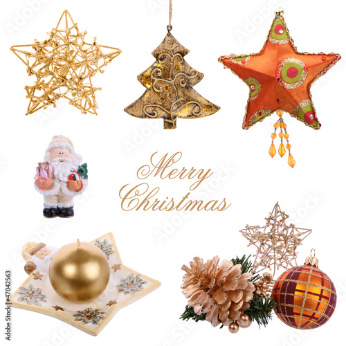 Decorations isolated on white for Christmas card project