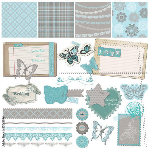 Scrapbook Design Elements - Vintage Lace Butterflies - in vector