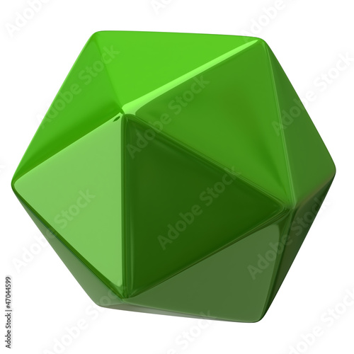 Illustration of green geometric figure. Icosahedron
