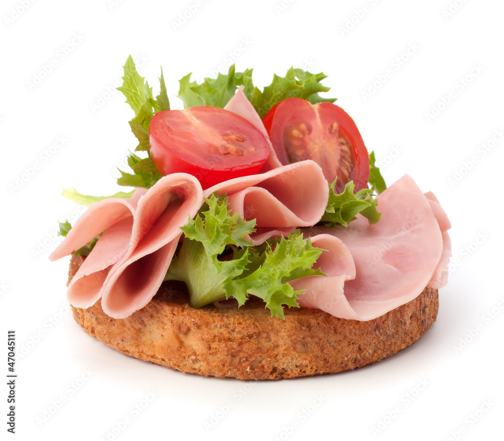 healthy sandwich with vegetable and smoked ham