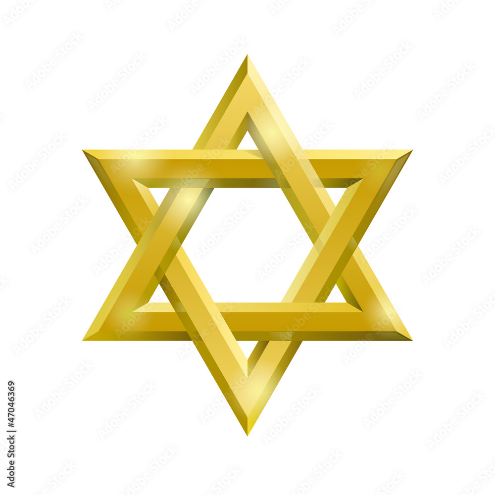 Golden David star on the white background