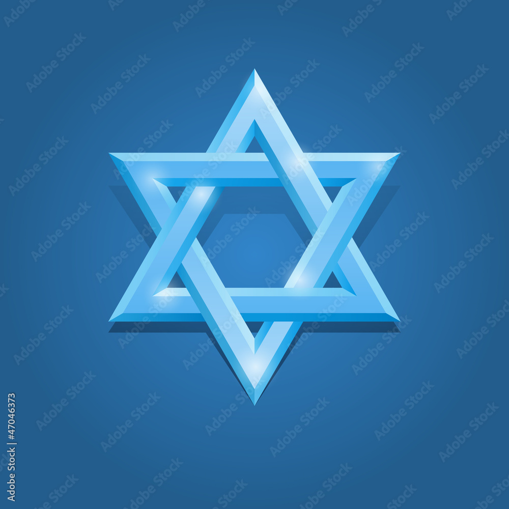 White David star on the blue background White David star on the blue background