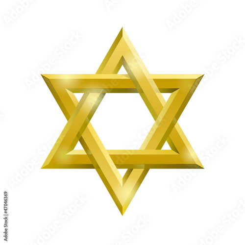 Golden David star on the white background
