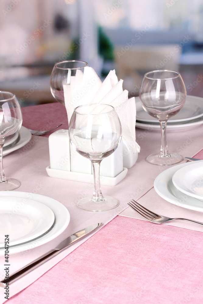 Elegant table setting in restaurant Elegant table setting in restaurant