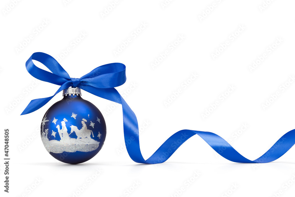 Blue Christmas ball with ribbon Blue Christmas ball with ribbon