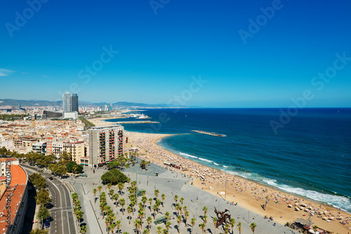 Aerial view of the Harbor district in Barcelona, Spain