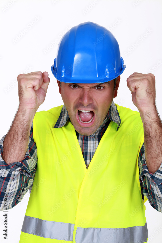 A furious construction worker.