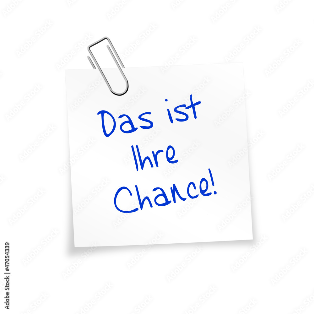 Notizzettel weiß mit Büroklammer - Das ist Ihre Chance! Notizzettel weiß mit Büroklammer - Das ist Ihre Chance!