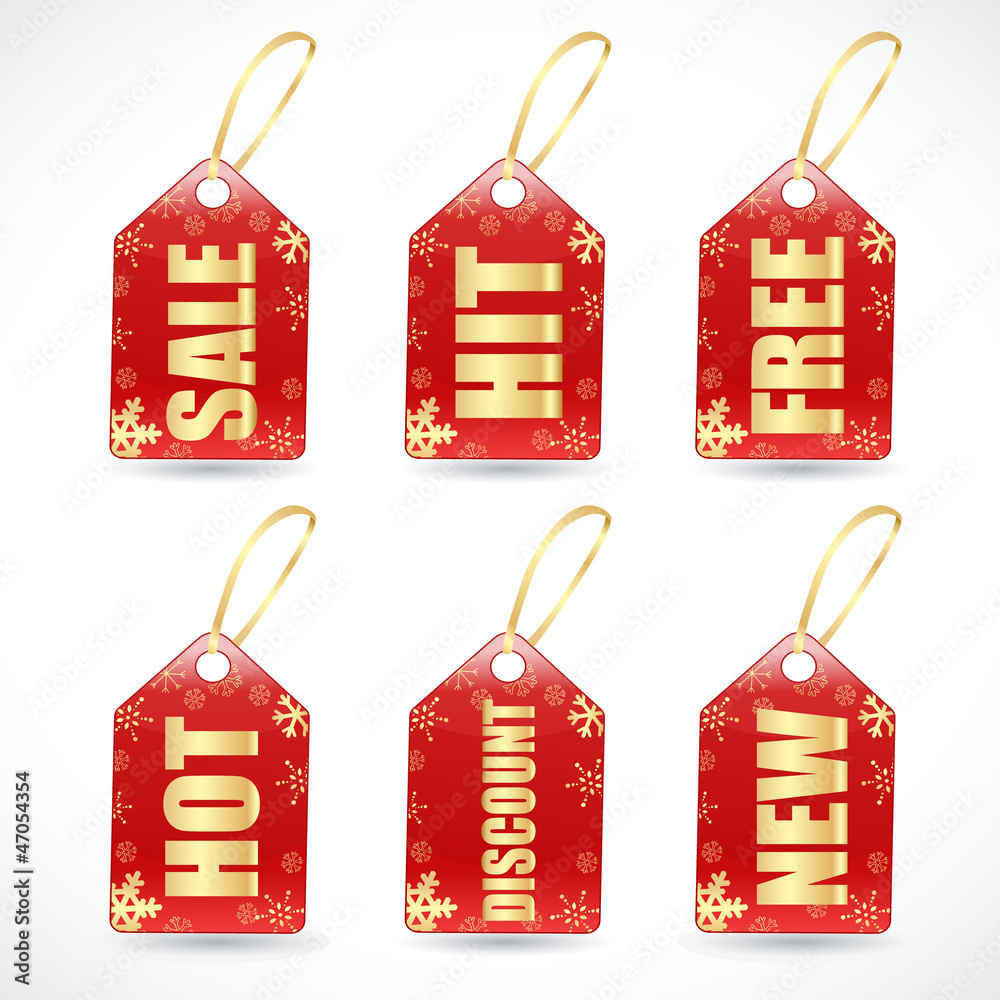 Christmas sale stickers and tags with discounts