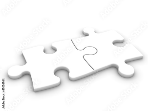 two puzzle pieces with clipping path