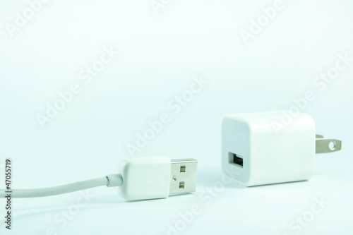 White usb cable power adapter