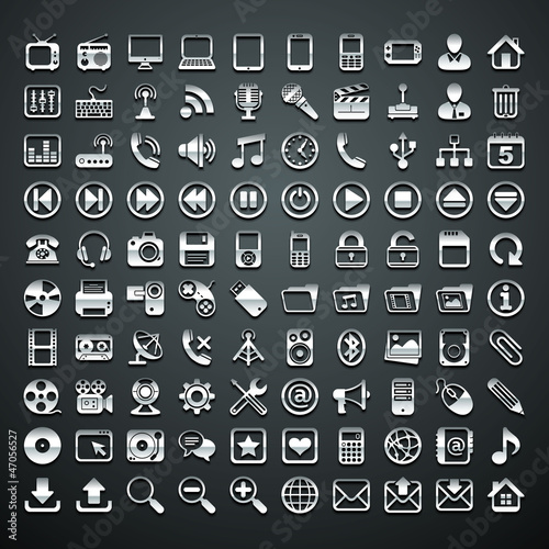 100 vector metallic icons
