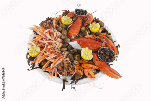 Canvastavla fruits de mer présentés dans un plateau