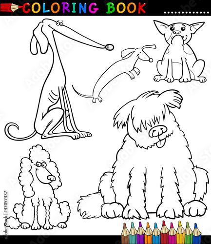 Cartoon Dogs or Puppies for Coloring Book