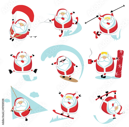 Extreme cartoon Santa set 1. EPS10. Separate layers