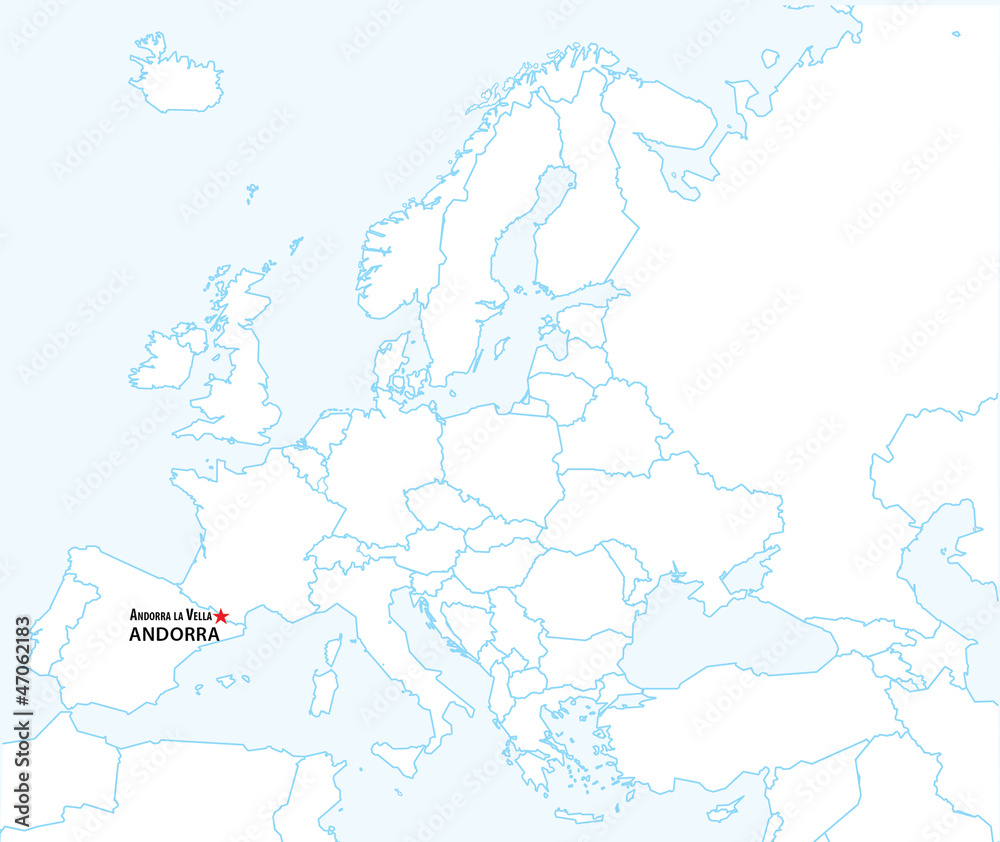 Andorra on the map of Europe