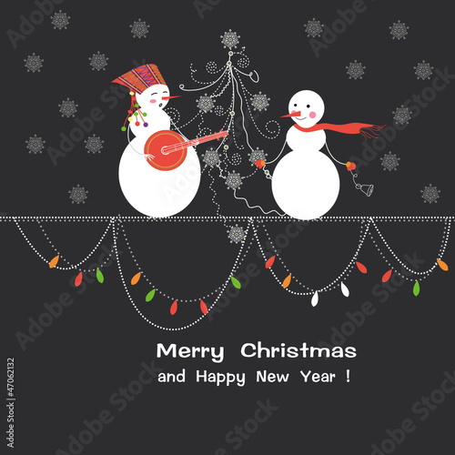 Christmas snow man greeting card