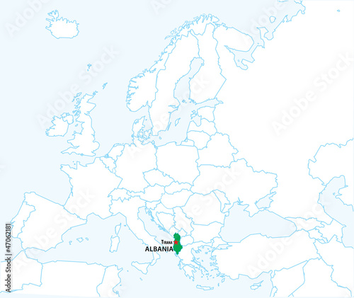 Albania on the map of Europe