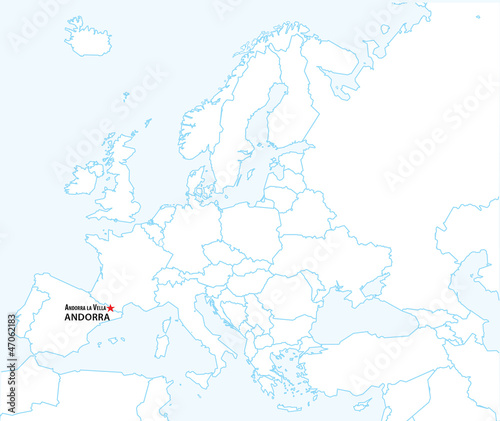 Andorra on the map of Europe