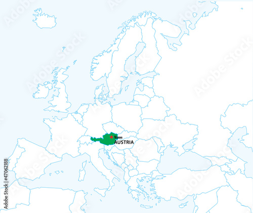 Austria on the map of Europe