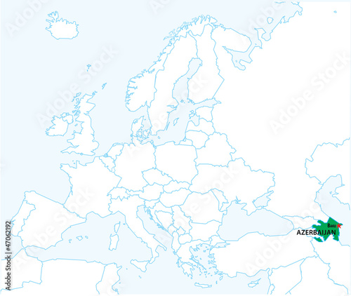 Azerbaijan on the map of Europe